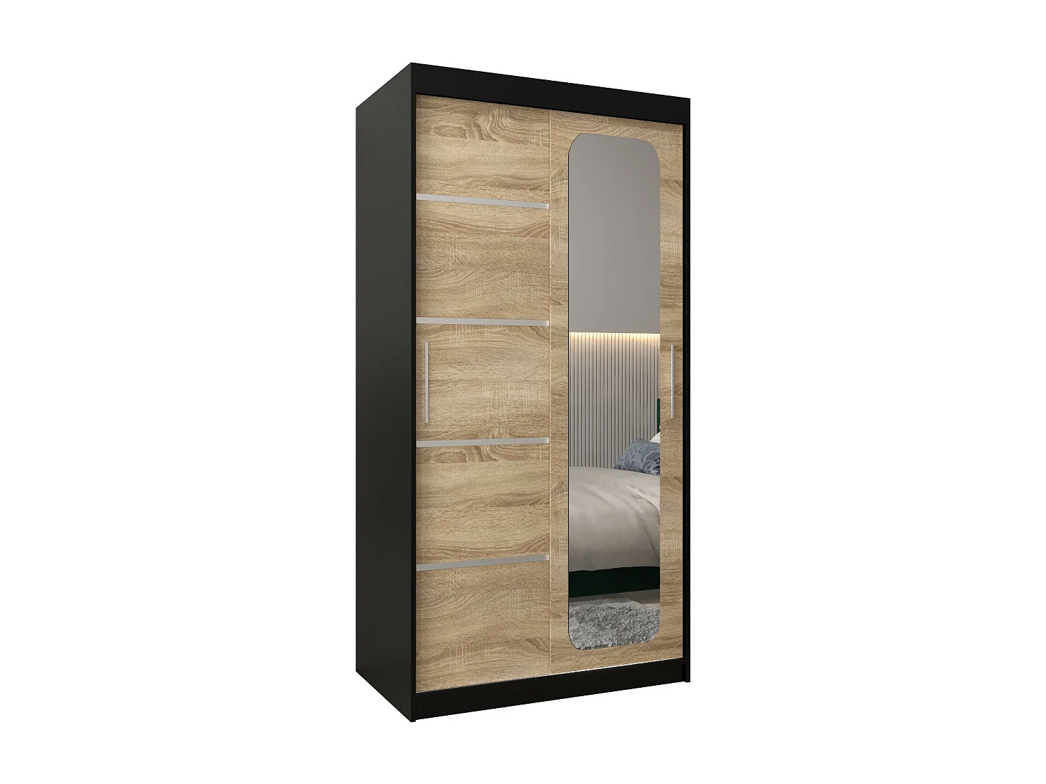 ARMOIRE PROMO V2 À PORTES COULISSANTES 200/100/62 2 Portes (Noir/Sonoma)