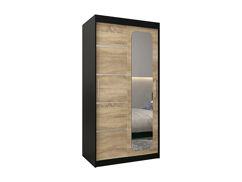 ARMOIRE PROMO V2 À PORTES COULISSANTES 200/100/62 2 Portes (Noir/Sonoma)