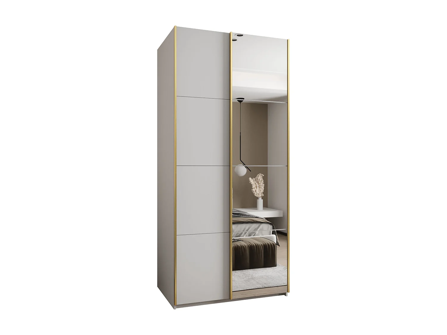 KLEDINGKAST MET SCHUIFDEUREN Lux 3 245,5/100/64 (Wit/Wit/Goud)