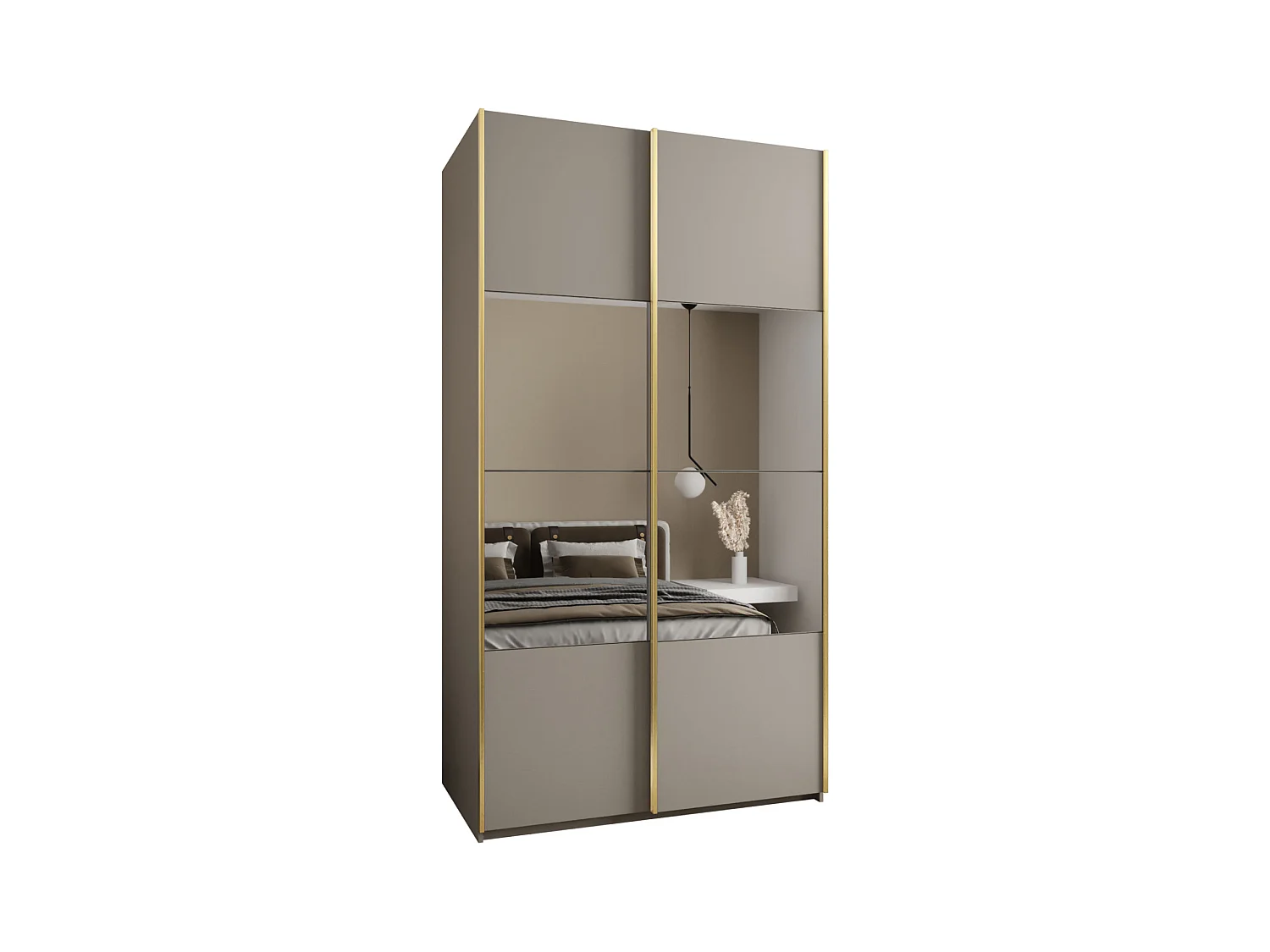 SCHWEBETÜRENSCHRANK Lux 4 245,5/140/64 (Kaschmir/Kaschmir/Gold)