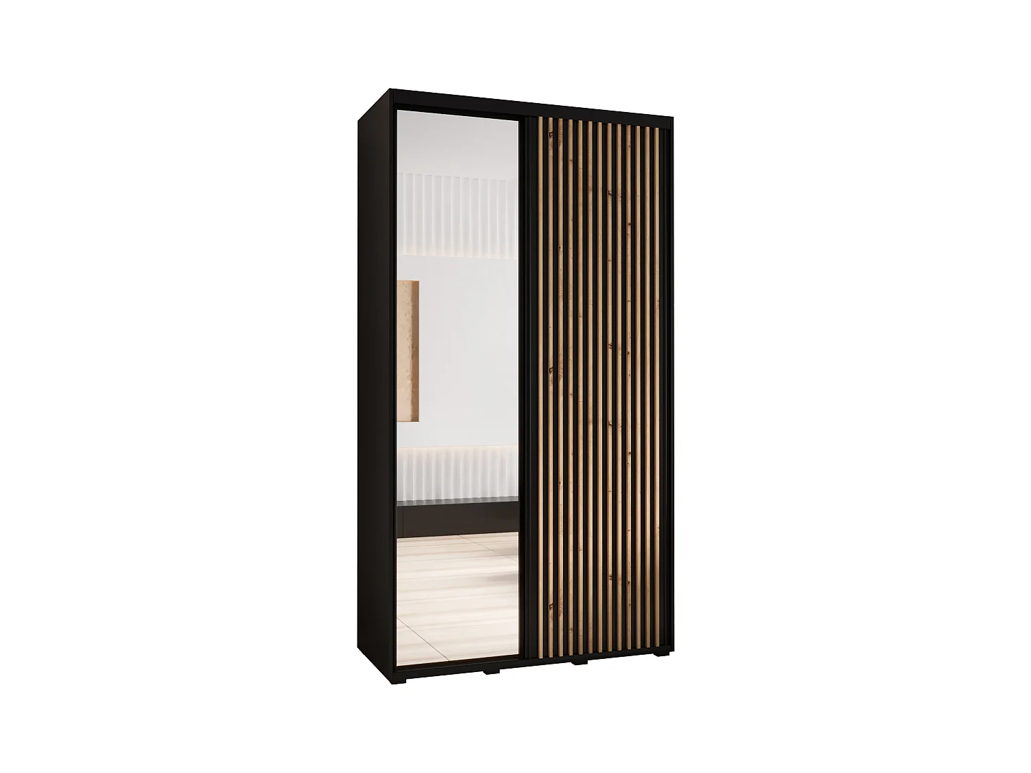 SCHWEBETÜRENSCHRANK SAPPORO 2 205,2/130/60 2-türig (Schwarz/Schwarz)