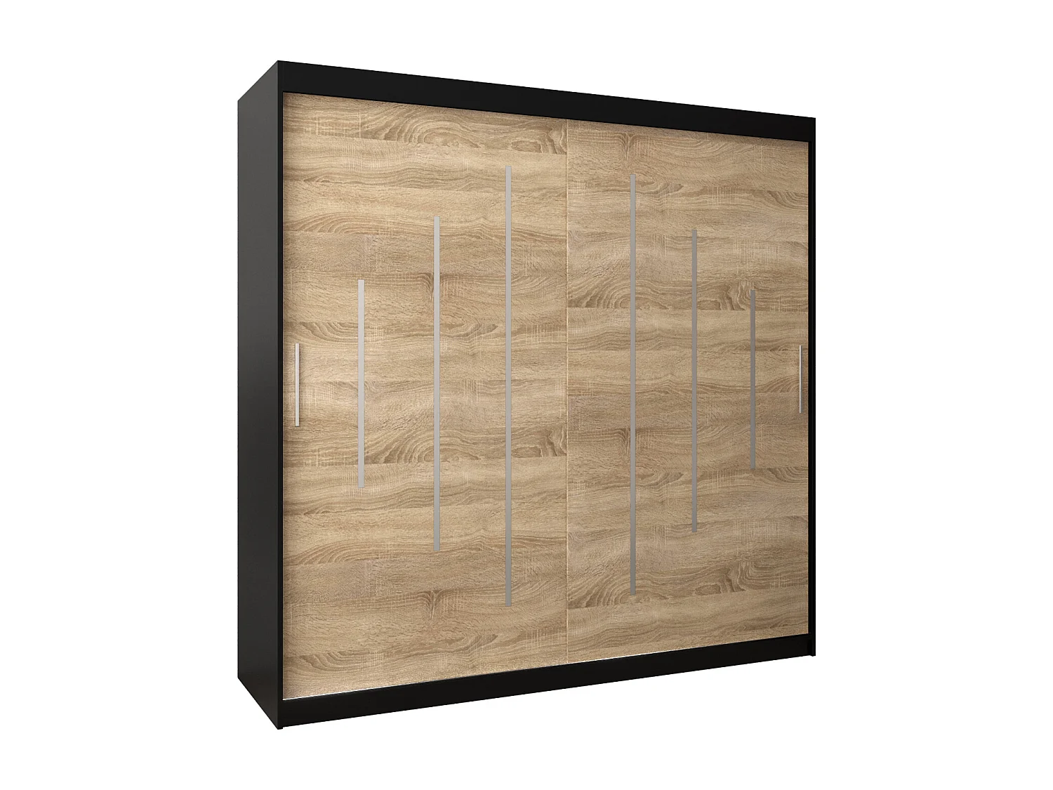 YORK KLEDINGKAST MET SCHUIFDEUREN 200/200/62 2 deuren (zwart/sonoma)