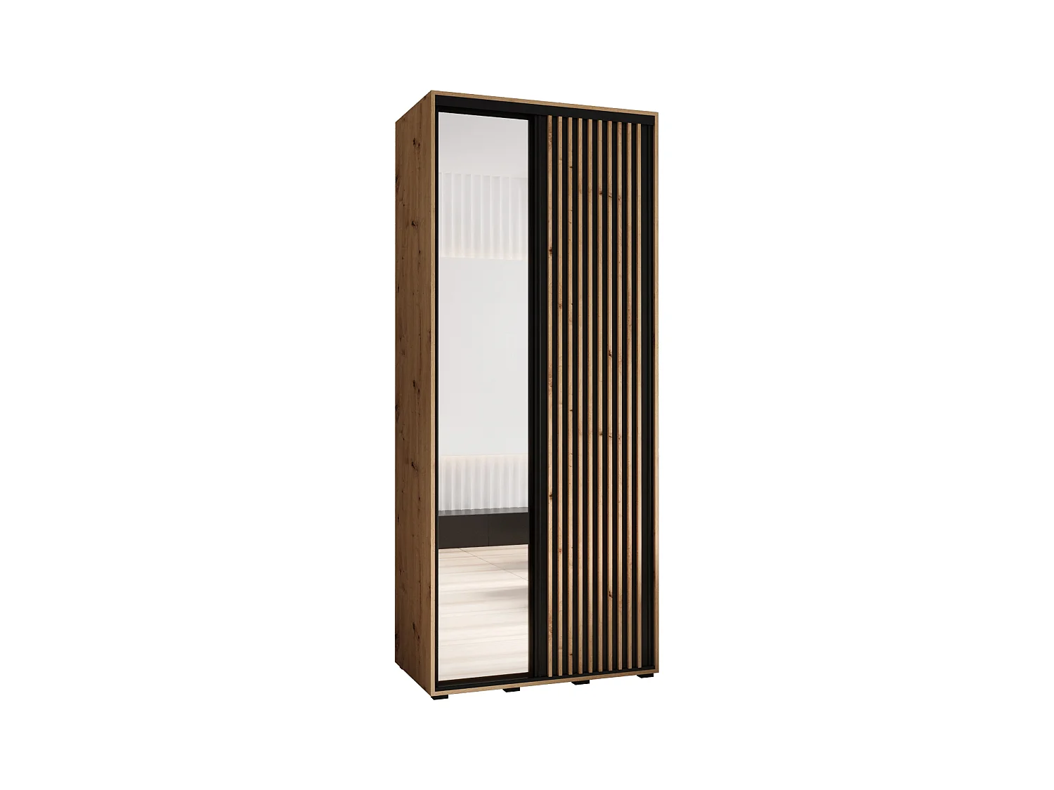 ARMOIRE SAPPORO 2 À PORTES COULISSANTES 205,2/120/60 2 Portes (Artisan/Noir)