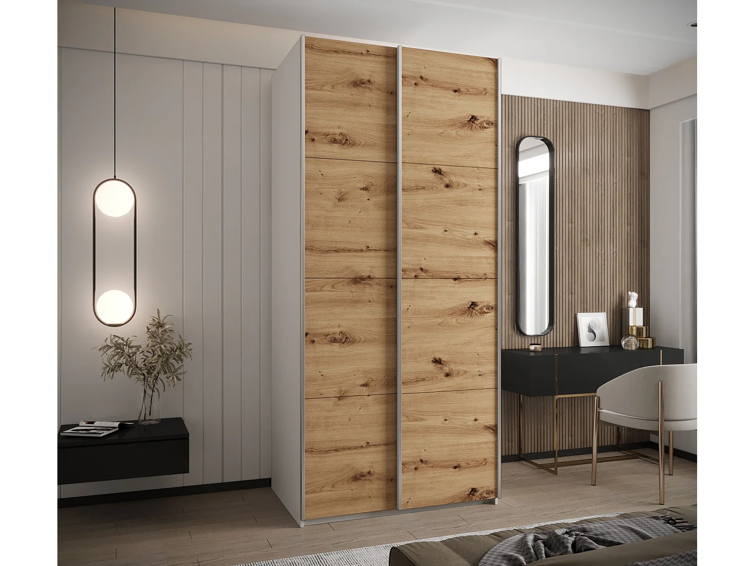 Armadio Lux 1 245,5/110/64 (Blanc/Artisan/Argento)