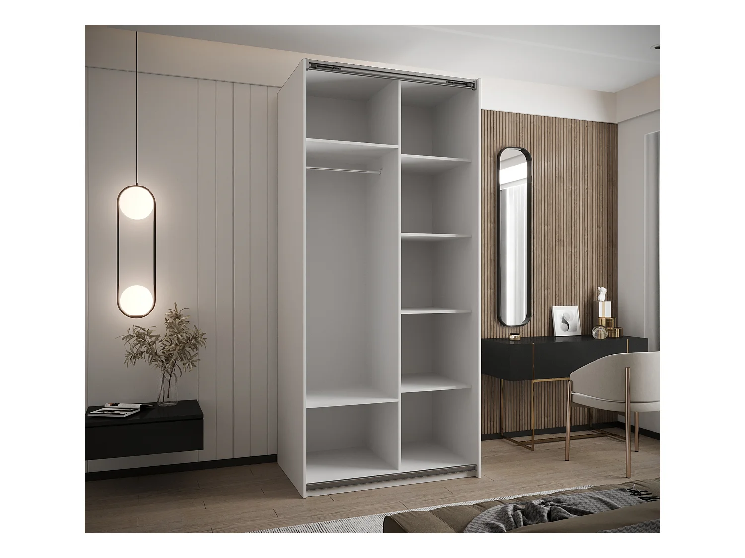 Armadio Lux 1 245,5/110/64 (Blanc/Artisan/Argento)