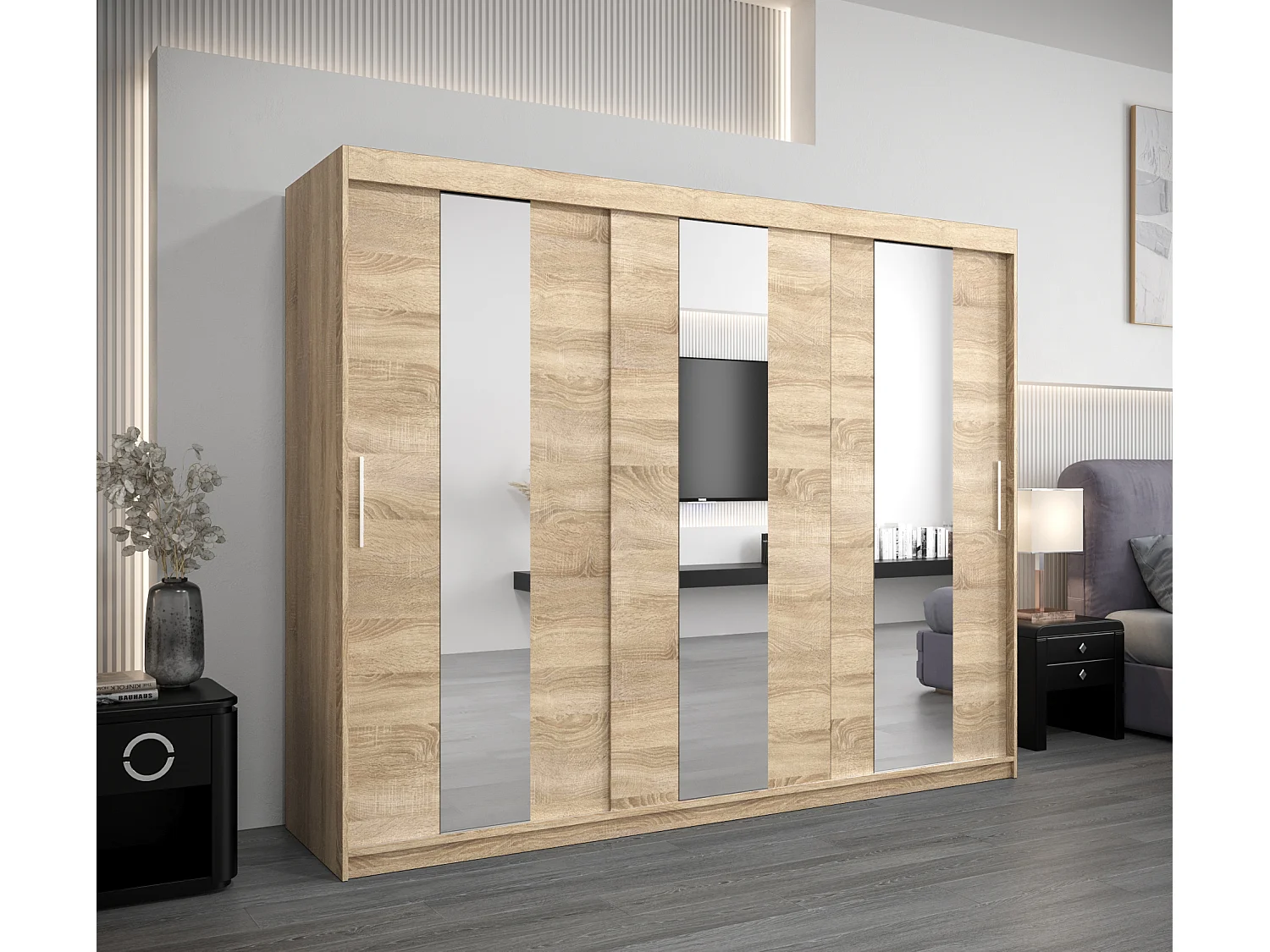 Schwebetürenschrank Pole 200/250/62 2-Türig (Sonoma)