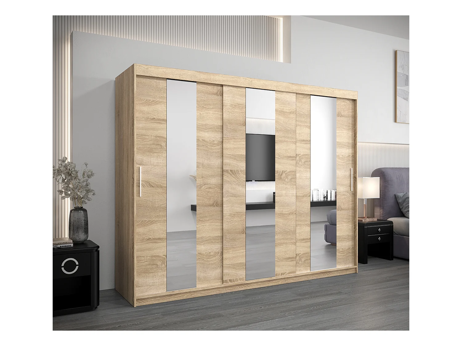 Armoire Pole À Portes Coulissantes 200/250/62 3 Portes (Sonoma/Sonoma)