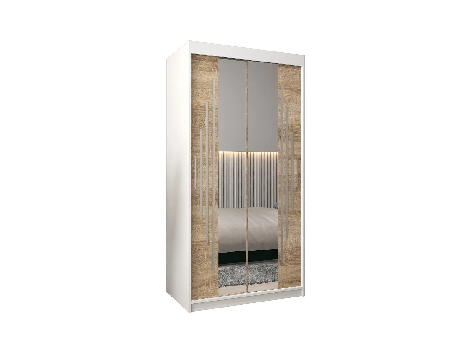 SCHWEBETÜRENSCHRANK YORK 1 200/100/62 2-türig (Weiß/Sonoma)