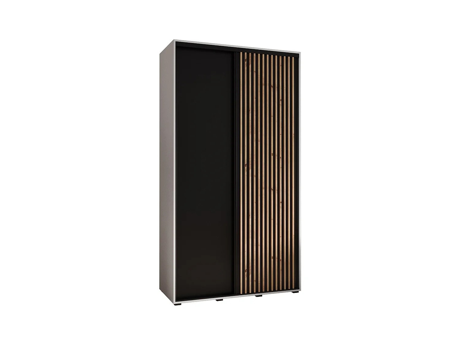 SCHWEBETÜRENSCHRANK SAPPORO 1 205,2/140/60 2-türig (Weiß/Schwarz)