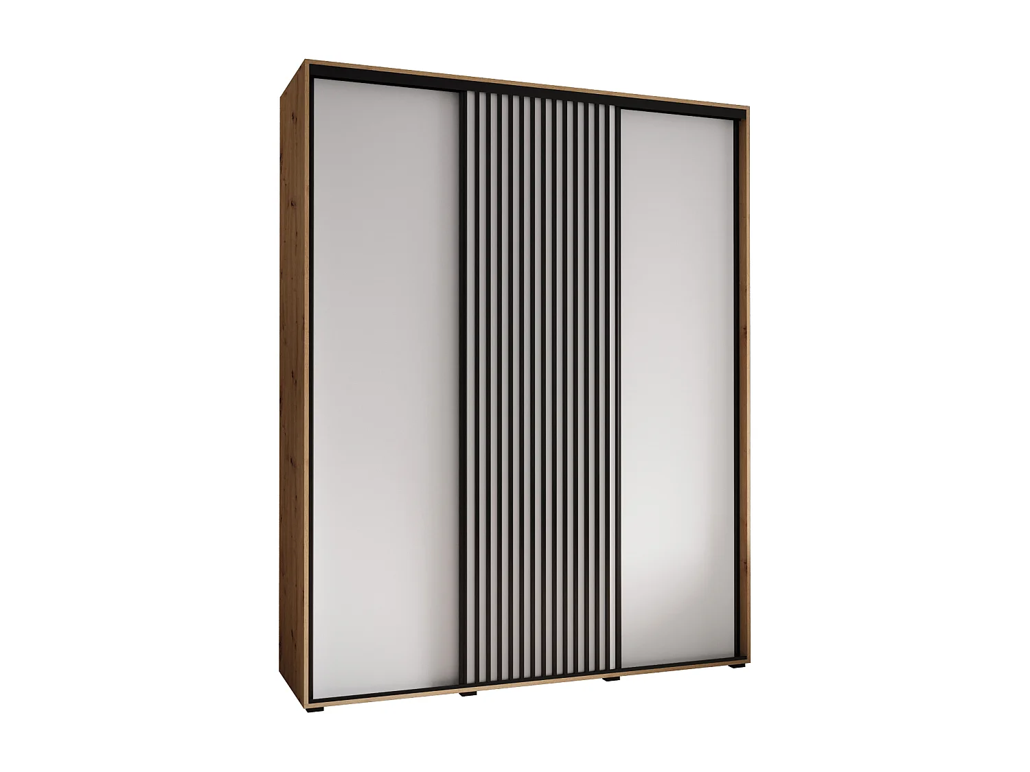 ARMOIRE SAPPORO 1 À PORTES COULISSANTES 205,2/200/45 3 Portes (Artisan/Blanc)