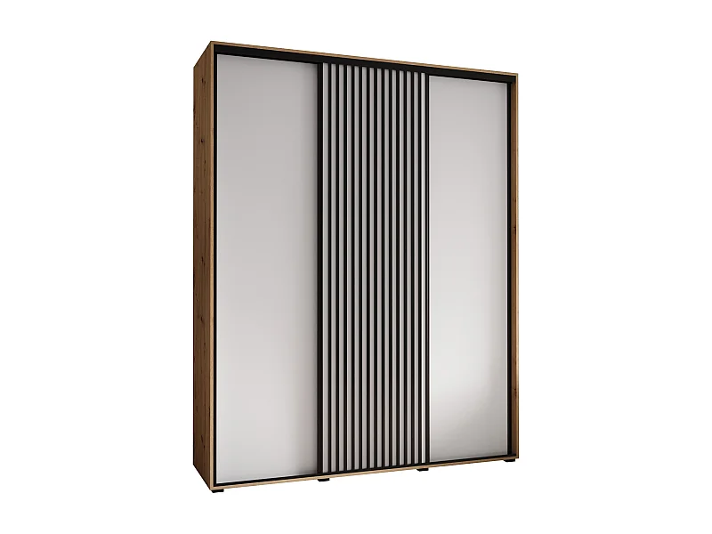 ARMOIRE SAPPORO 1 À PORTES COULISSANTES 205,2/200/45 3 Portes (Artisan/Blanc)