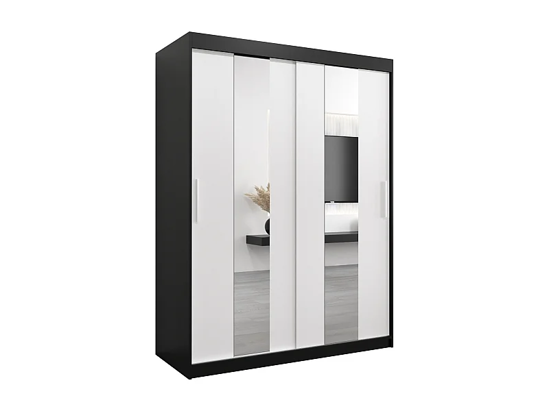 Armoire Pole À Portes Coulissantes 200/150/62 2 portes (Noir/Blanc)