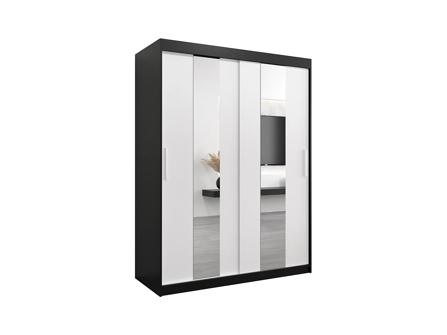 Armoire Pole À Portes Coulissantes 200/150/62 2 portes (Noir/Blanc)