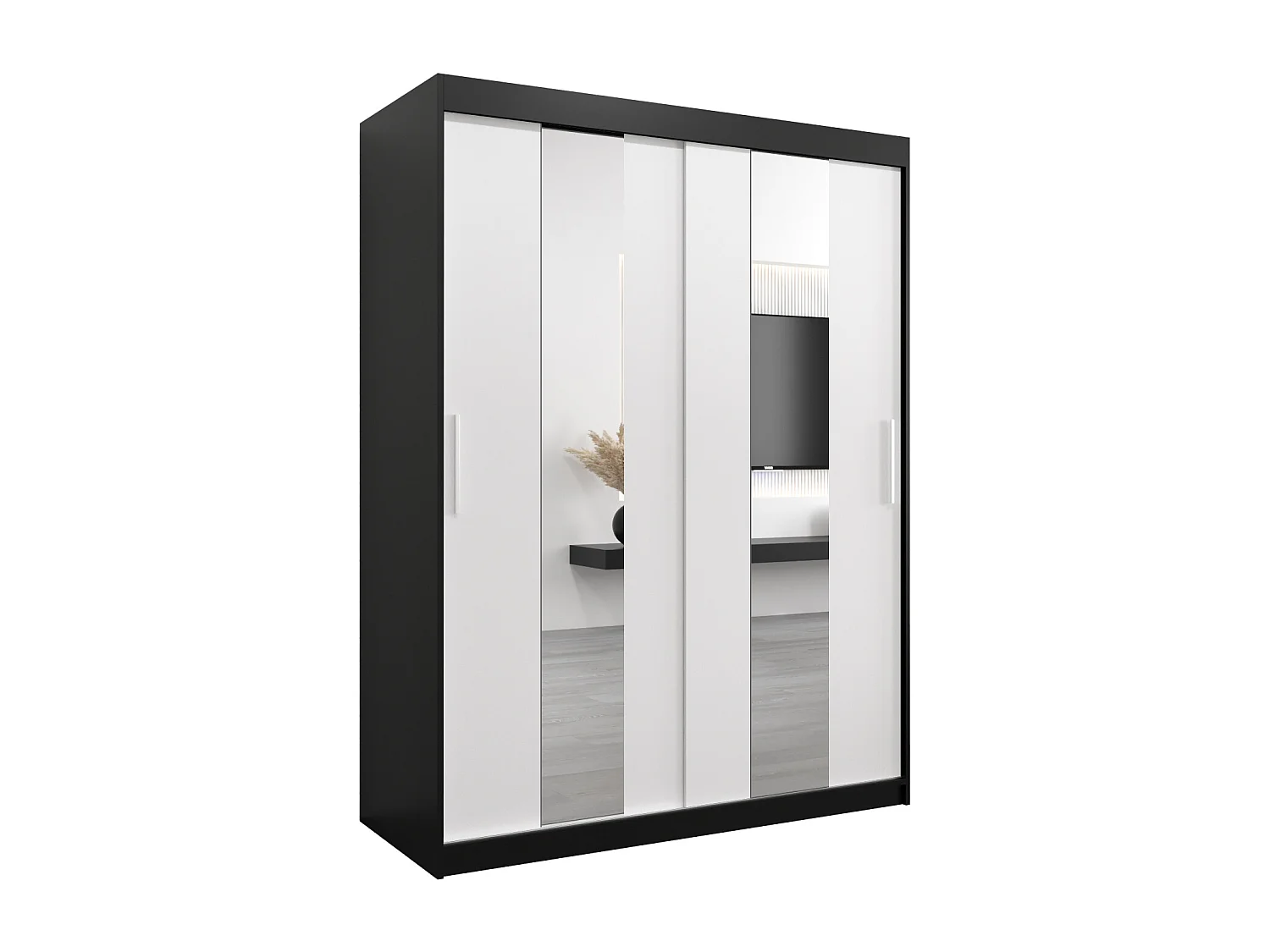 Armoire Pole À Portes Coulissantes 200/150/62 2 portes (Noir/Blanc)