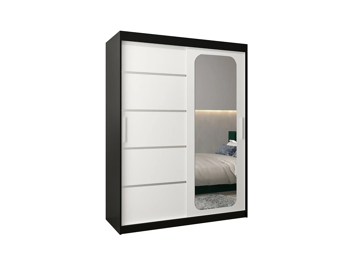 ARMOIRE PROMO V2 À PORTES COULISSANTES 200/150/62 2 Portes (Noir/Blanc)