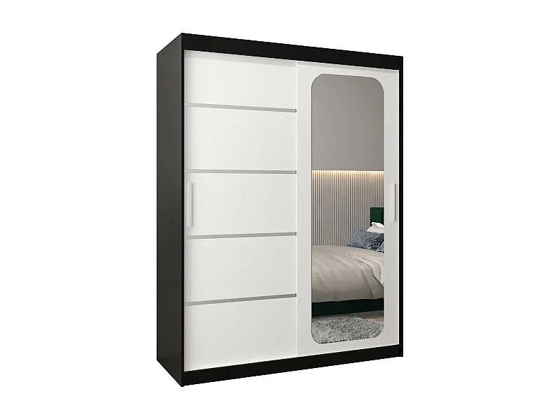 ARMOIRE PROMO V2 À PORTES COULISSANTES 200/150/62 2 Portes (Noir/Blanc)