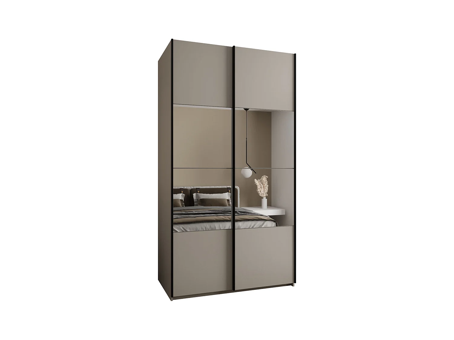 SCHWEBETÜRENSCHRANK Lux 4 245,5/130/64 (Kaschmir/Kaschmir/Schwarz)