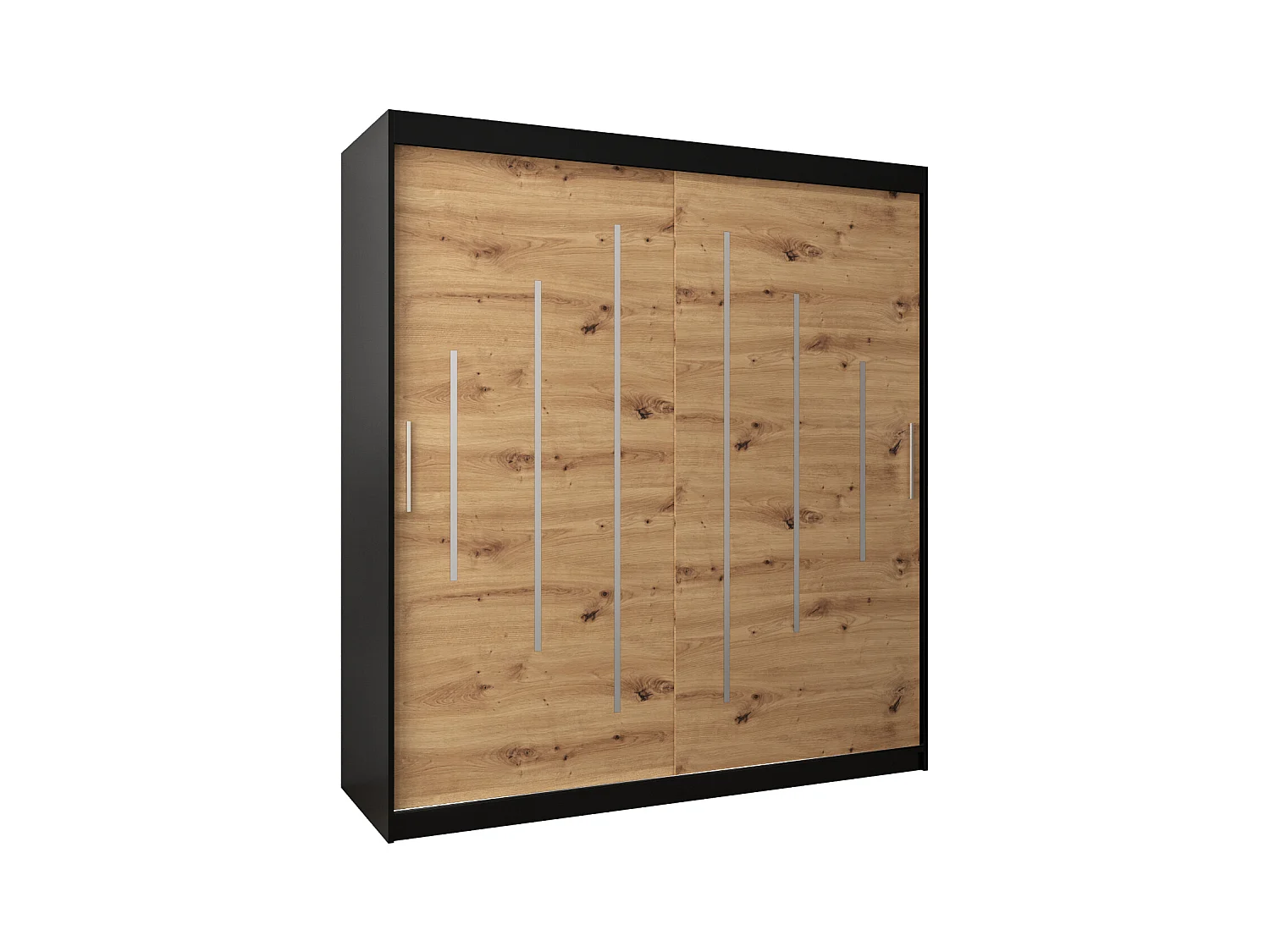 SCHWEBETÜRENSCHRANK YORK 200/180/62 2-türig (Schwarz/Artisan)
