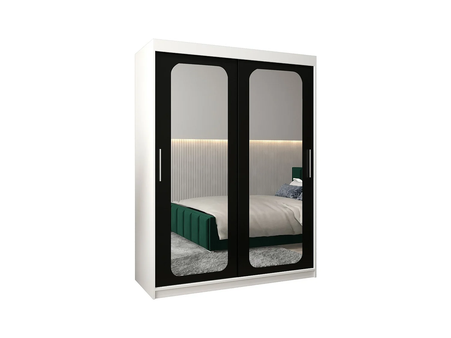 ARMOIRE PROMO T3 À PORTES COULISSANTES 200/150/62 2 Portes (Blanc/Noir)