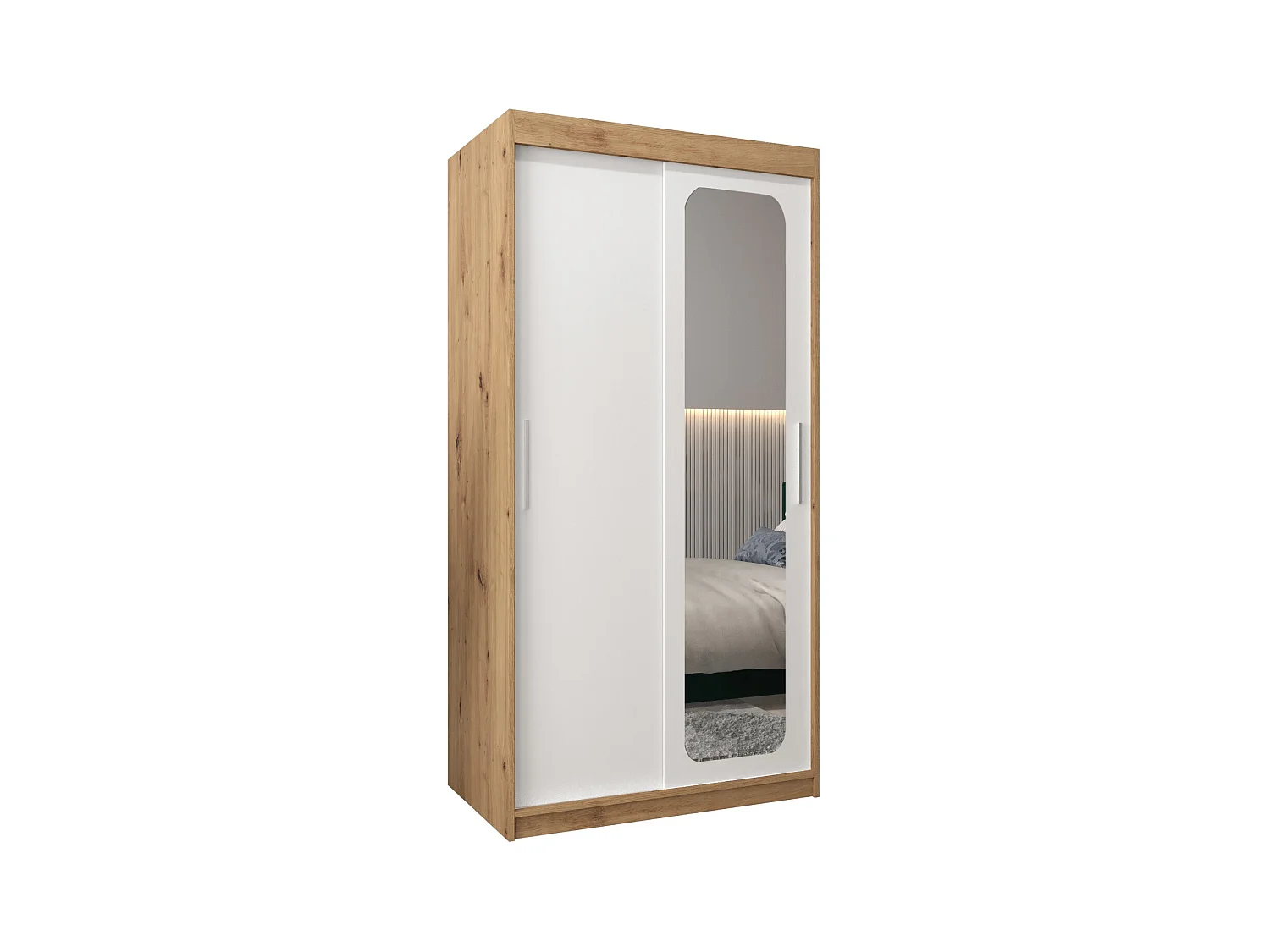 PROMO T2 KLEDINGKAST MET SCHUIFDEUREN 200/100/62 2 deuren (artisan/wit)