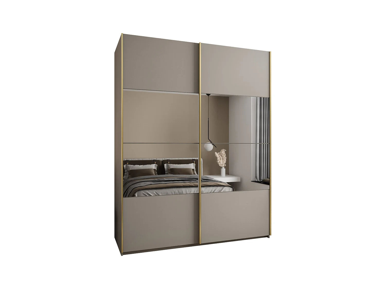 SCHWEBETÜRENSCHRANK Lux 4 245,5/190/64 (Kaschmir/Kaschmir/Gold)