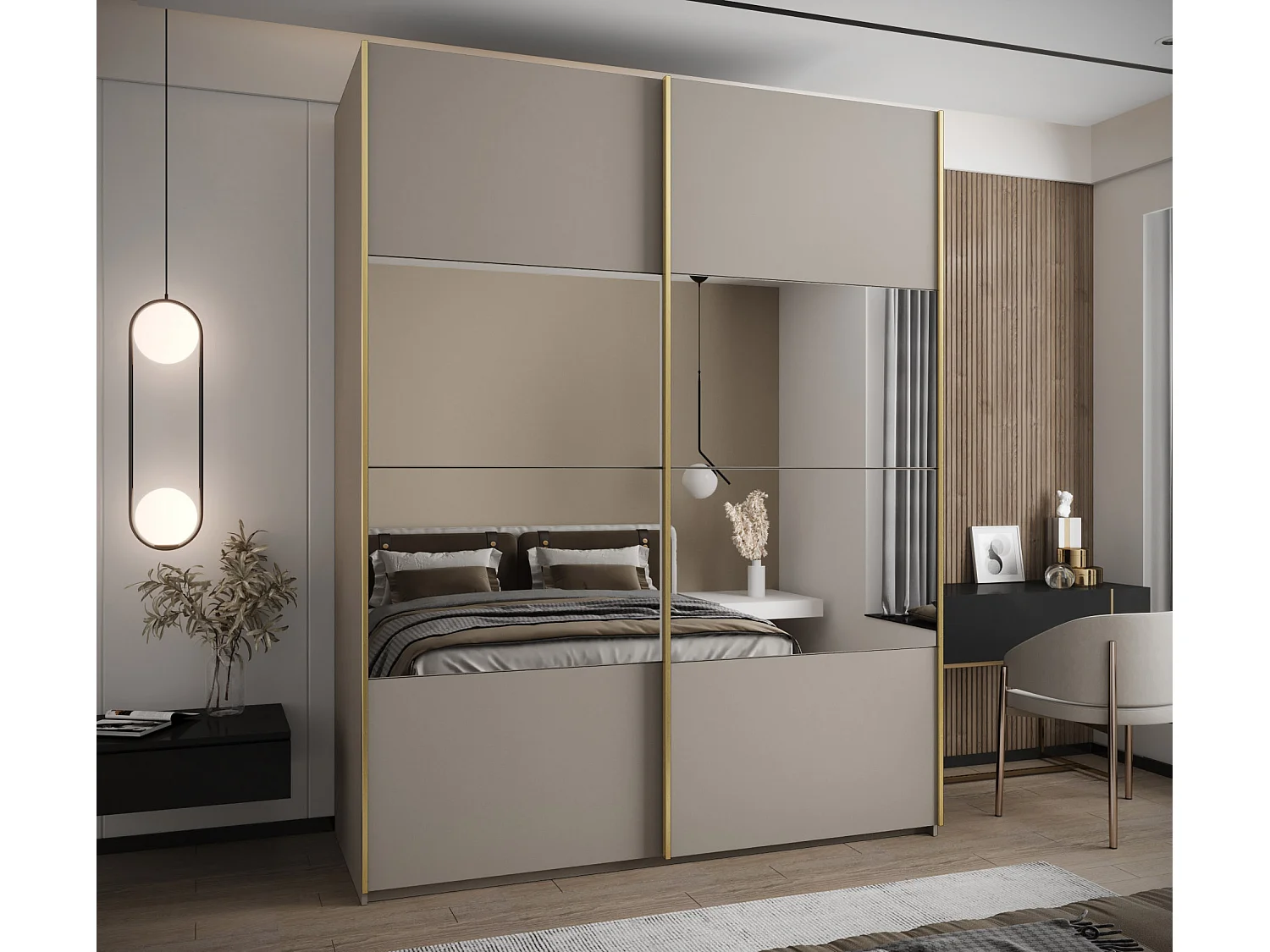 Armoire Lux 4 245,5/190/64 (Cachemire/Cachemire/Or)