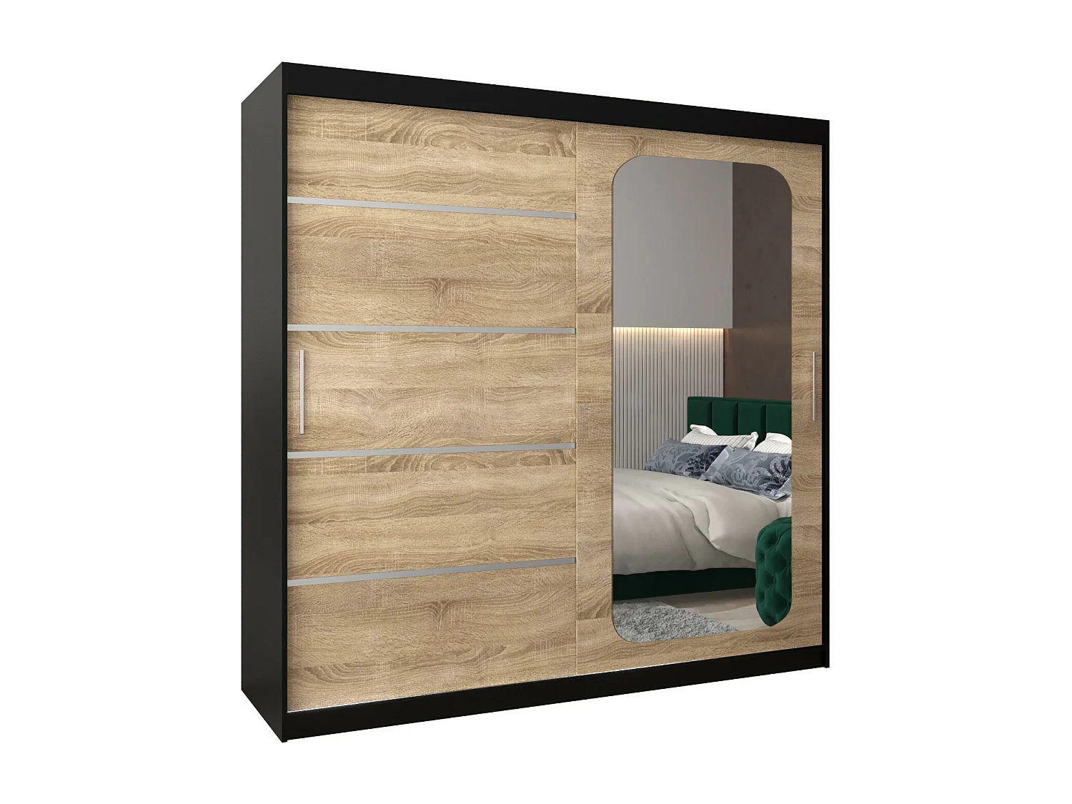 ARMARIO PROMO V2 DE PUERTAS CORREDERAS 200/200/62 2 puertas (negro/sonoma)