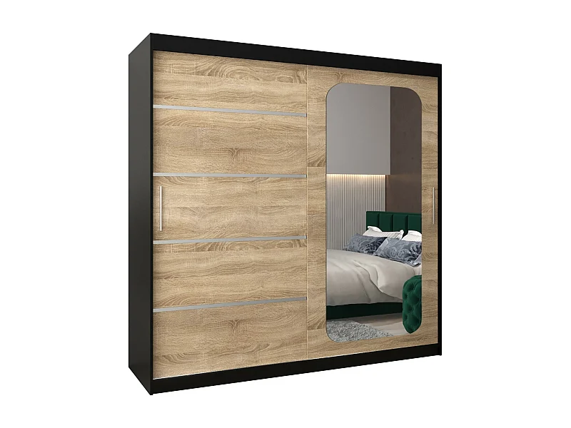 ARMOIRE PROMO V2 À PORTES COULISSANTES 200/200/62 2 Portes (Noir/Sonoma)