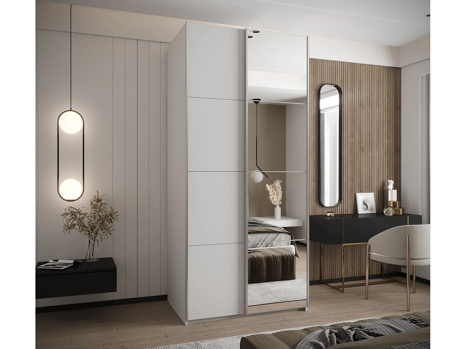 Armadio Lux 3 245,5/100/64 (Blanc/Blanc/Argento)