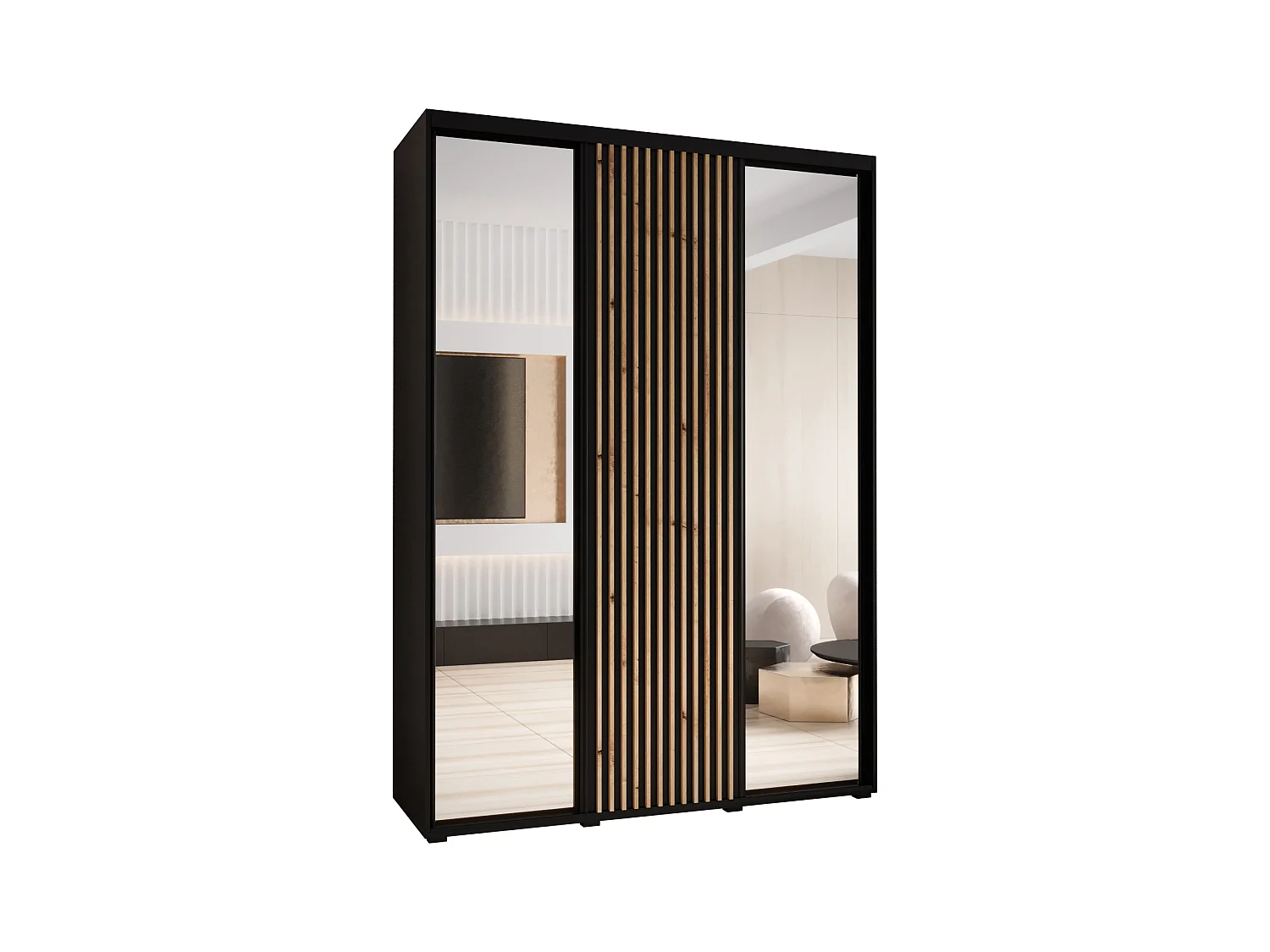 SCHWEBETÜRENSCHRANK LANKO 2 235,2/170/60 3-türig (Schwarz/Schwarz)