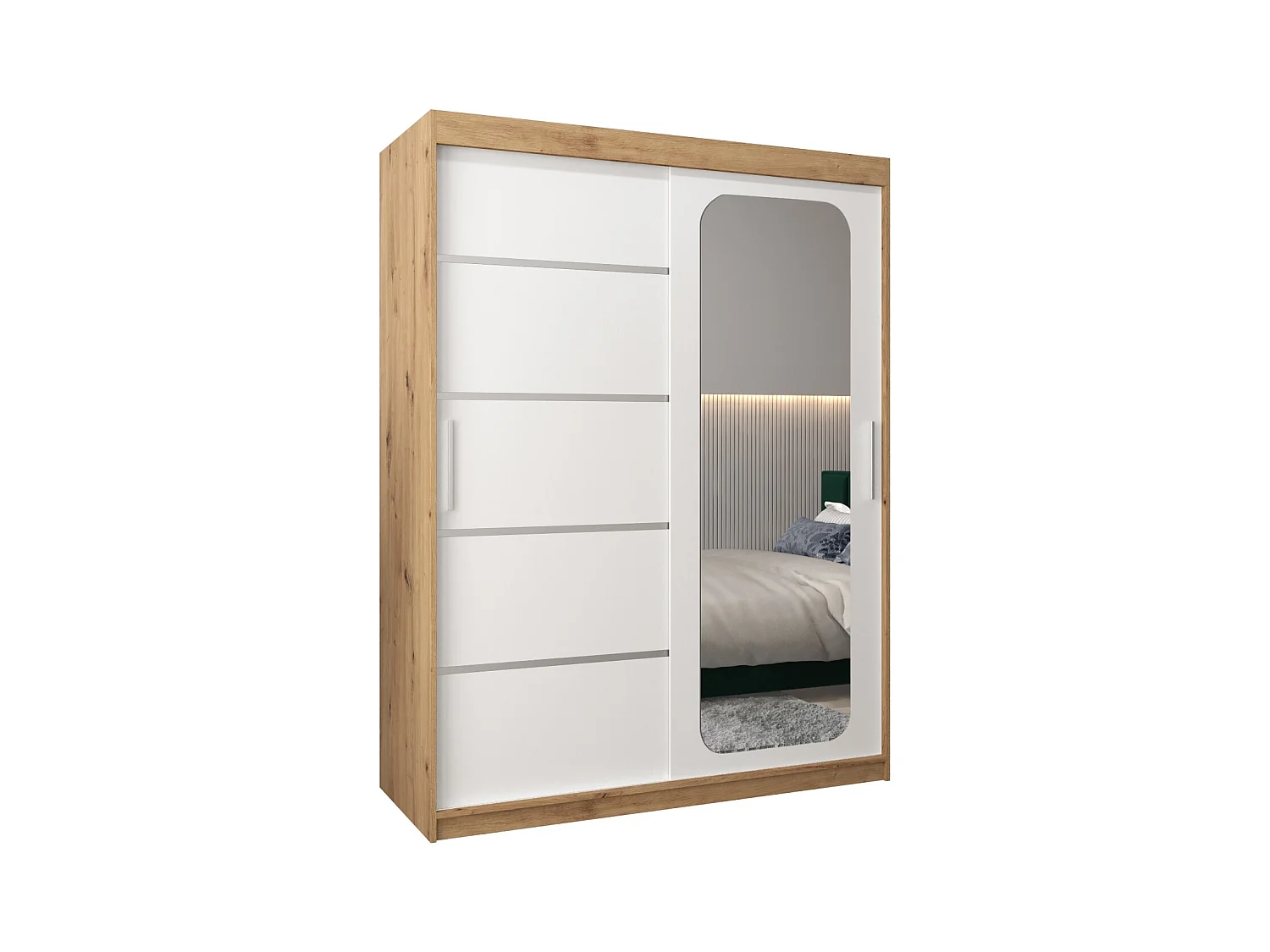 ARMOIRE PROMO V2 À PORTES COULISSANTES 200/150/62 2 Portes (Artisan/Blanc)