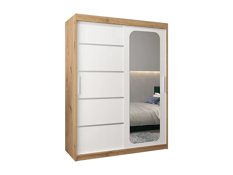 ARMOIRE PROMO V2 À PORTES COULISSANTES 200/150/62 2 Portes (Artisan/Blanc)