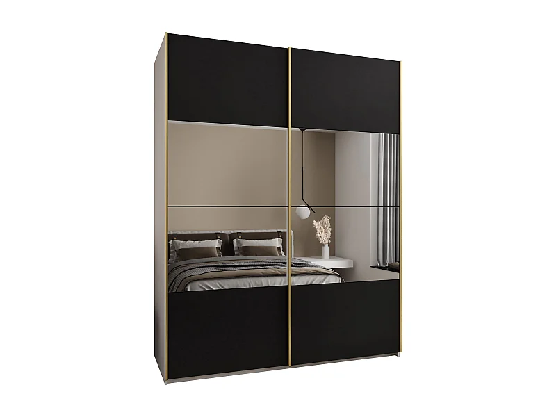 SCHWEBETÜRENSCHRANK Lux 4 245,5/200/64 (Weiß/Schwarz/Silber)