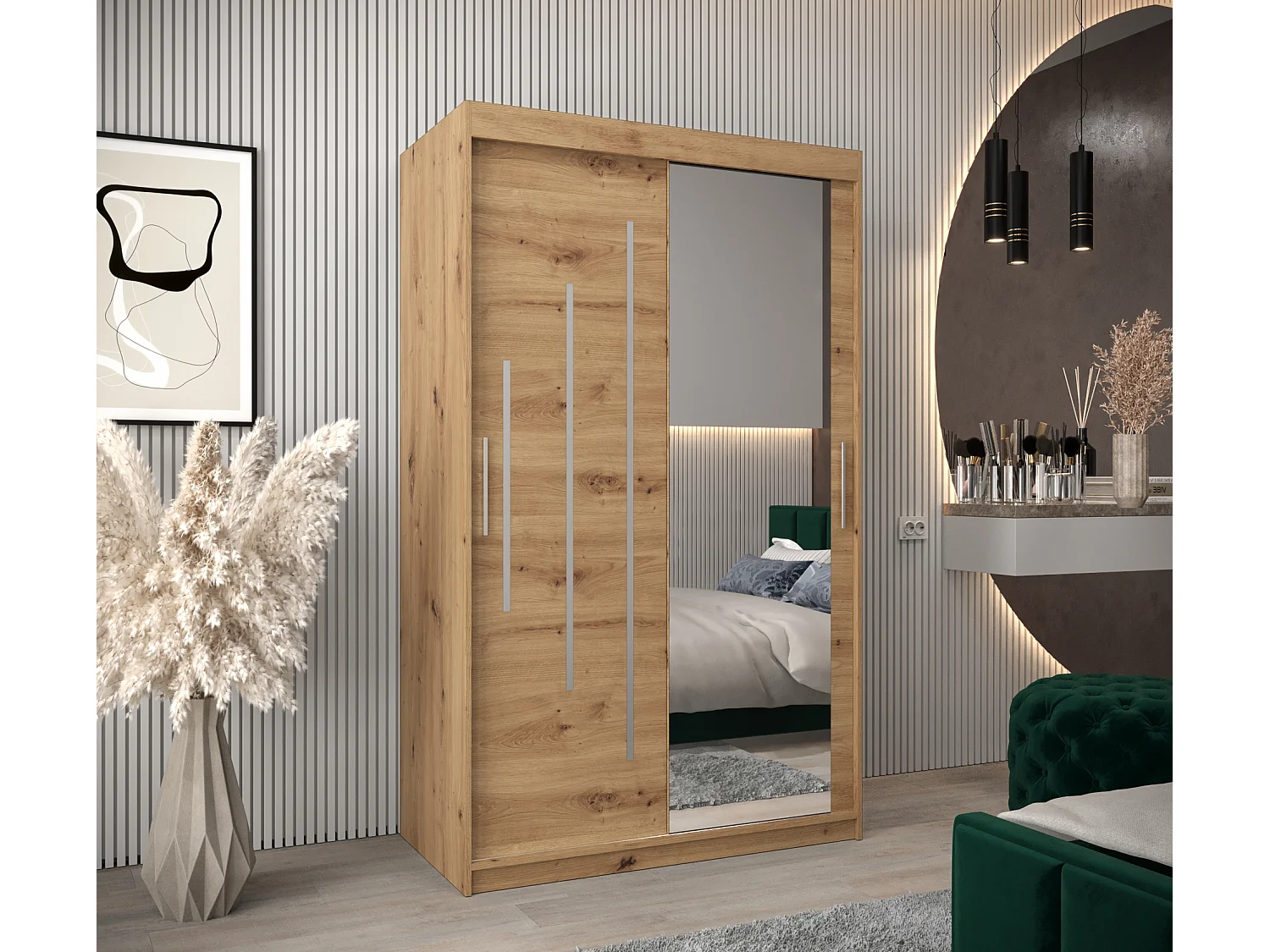 ARMOIRE YORK 2 À PORTES COULISSANTES 200/120/62 2 Portes (Artisan/Artisan)