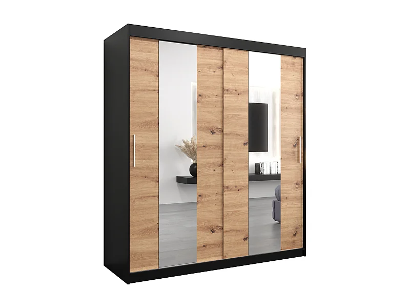 Armoire Pole À Portes Coulissantes 200/180/62 2 portes (Noir/Artisan)