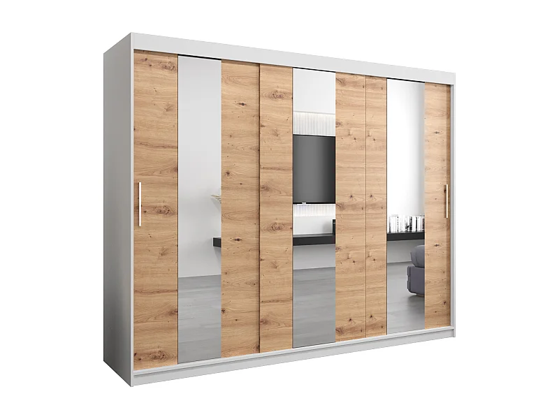 Armoire Pole À Portes Coulissantes 200/250/62 3 Portes (Blanc/Artisan)