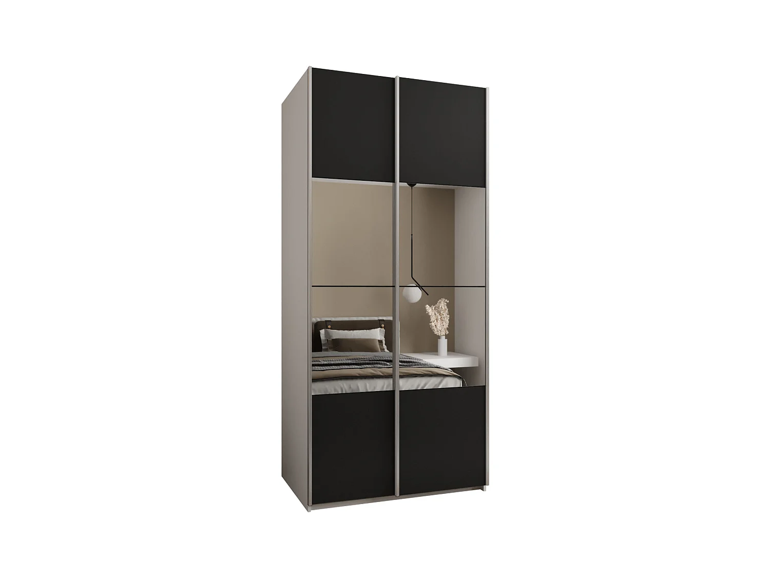 Armoire Lux 4 245,5/100/64 (Blanc/Noir/Argent)