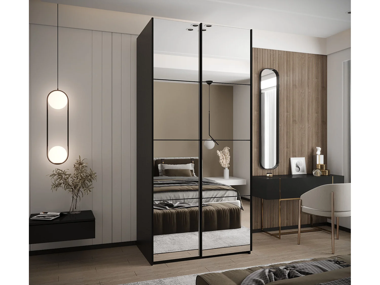 Armadio Lux 2 245,5/120/64 (Nero/Nero/Nero)