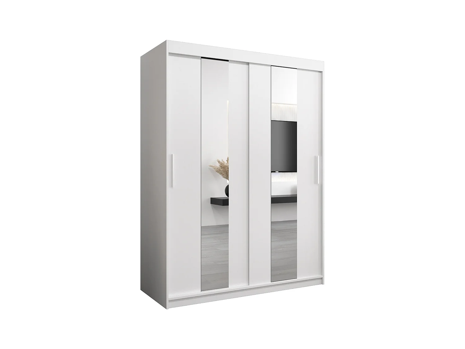Armoire Pole À Portes Coulissantes 200/150/62 2 portes (Blanc/Blanc)