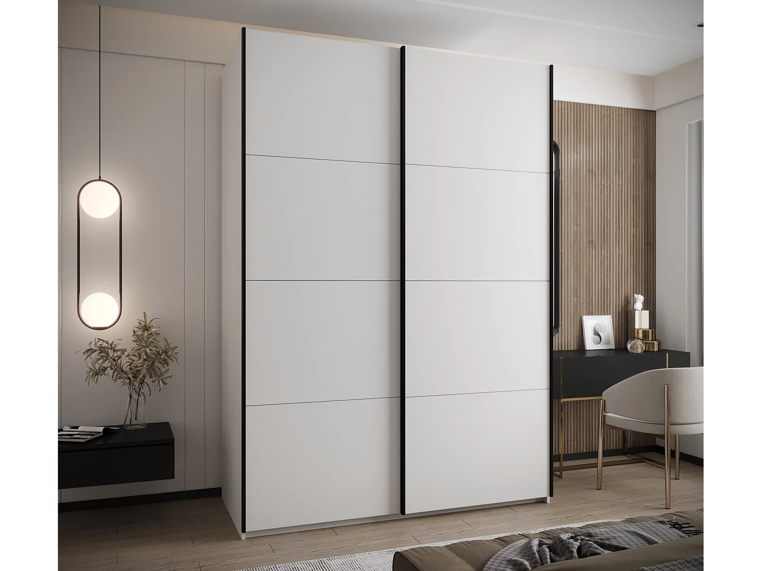 Armadio Lux 1 245,5/170/64 (Blanc/Blanc/Nero)