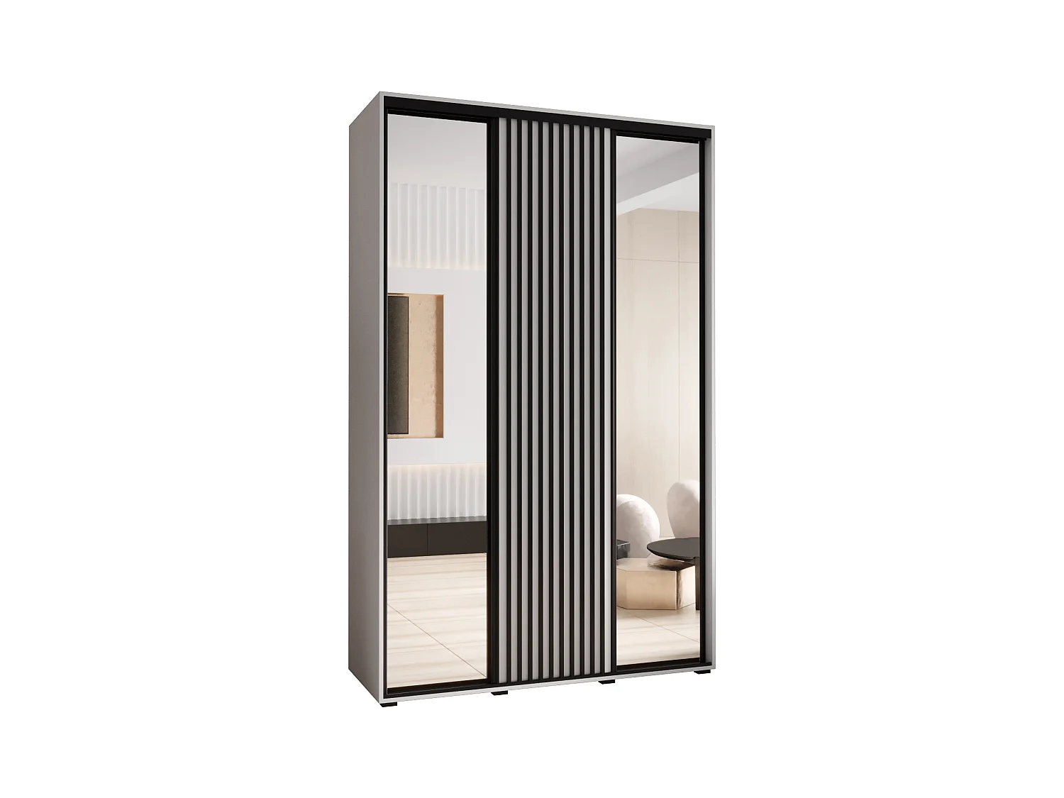 ARMOIRE SAPPORO 2 À PORTES COULISSANTES 205,2/150/45 3 Portes (Blanc/Blanc)