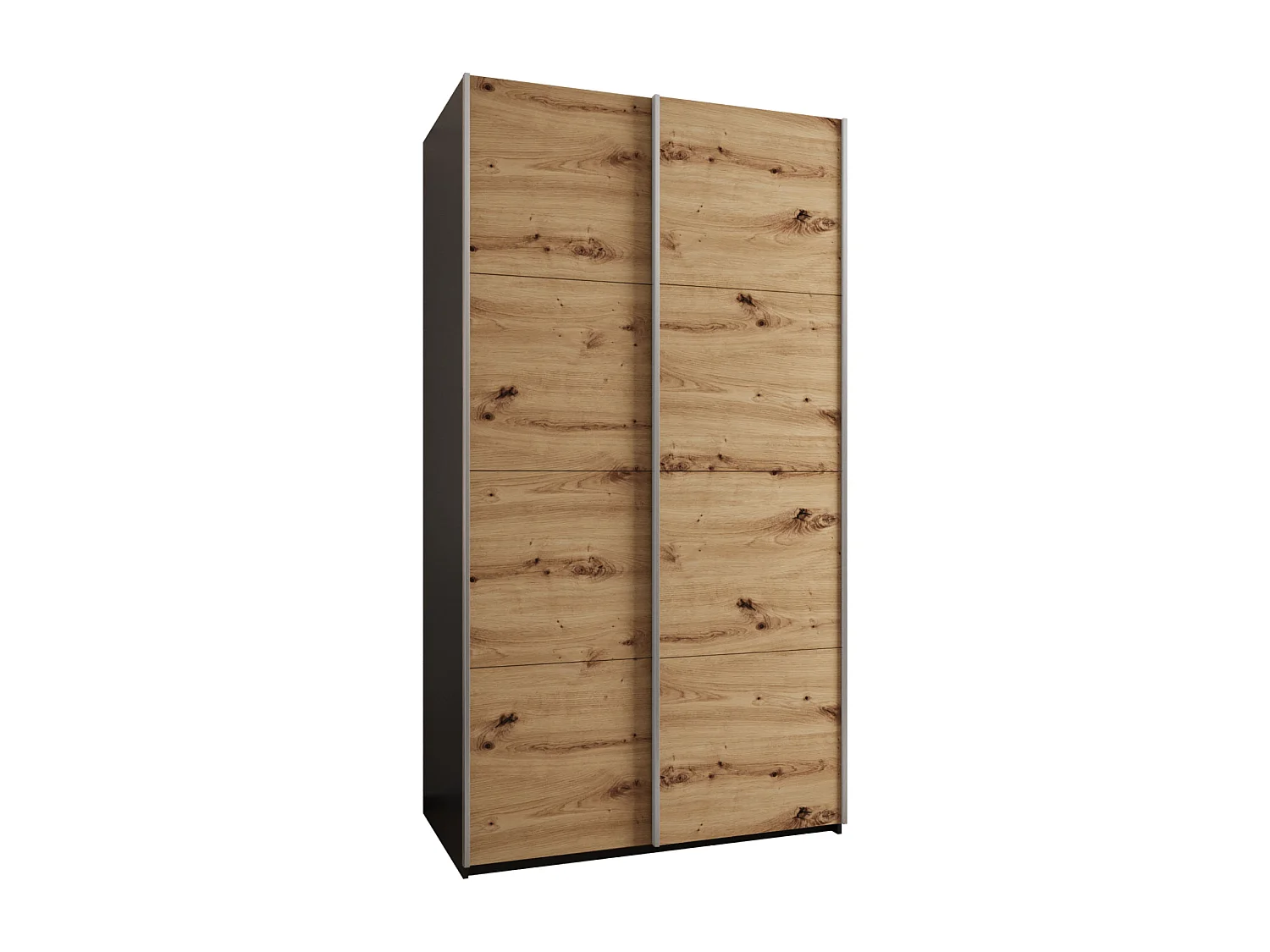 SCHWEBETÜRENSCHRANK Lux 1 245,5/130/64 (Schwarz/Artisan/Silber)