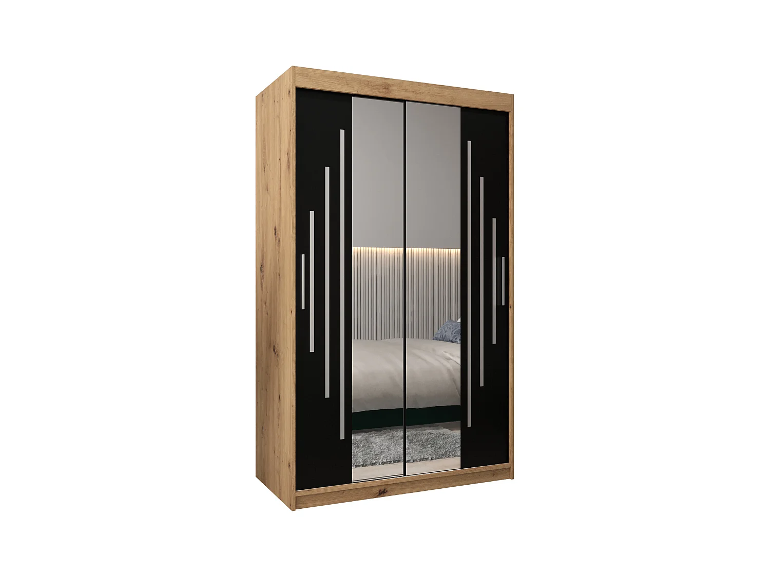ARMOIRE YORK 1 À PORTES COULISSANTES 200/120/62 2 Portes (Artisan/Noir)
