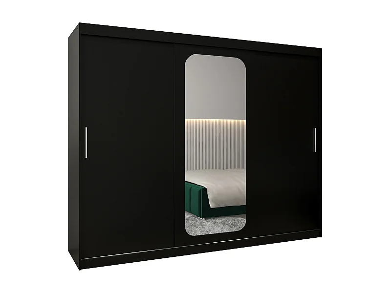ARMOIRE PROMO T2 À PORTES COULISSANTES 200/250/62 3 Portes (Noir/Noir)