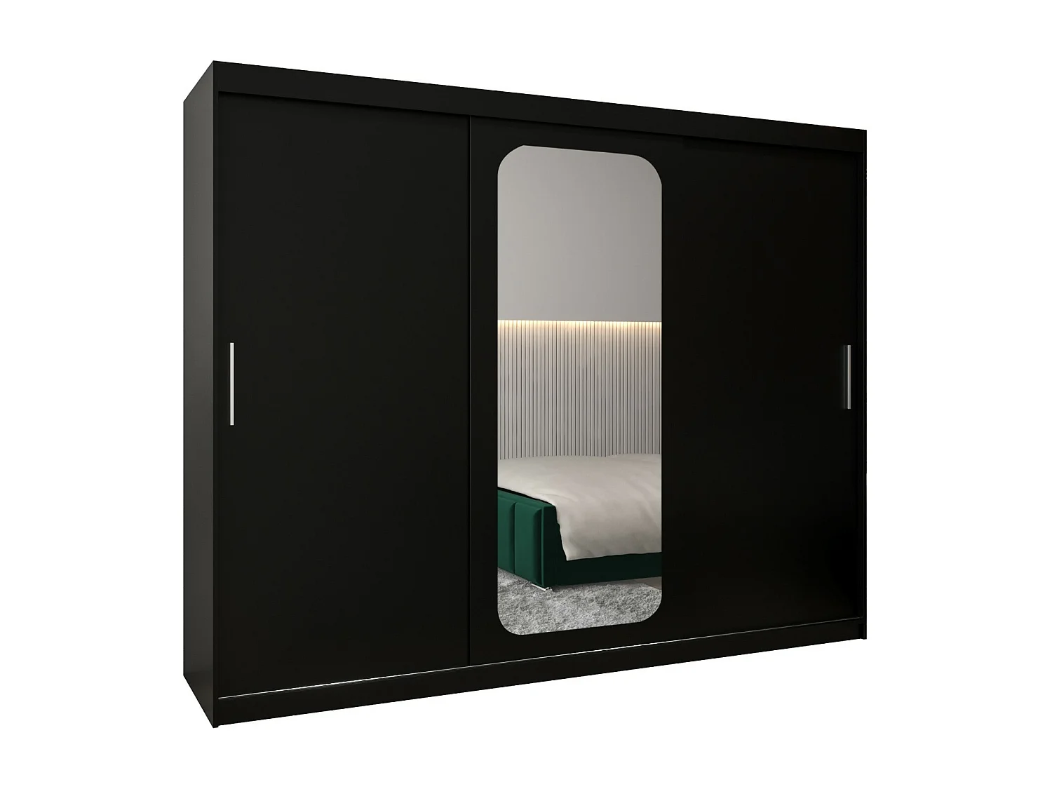 SCHWEBETÜRENSCHRANK PROMO T2 200/250/62 3-türig (Schwarz/Schwarz)