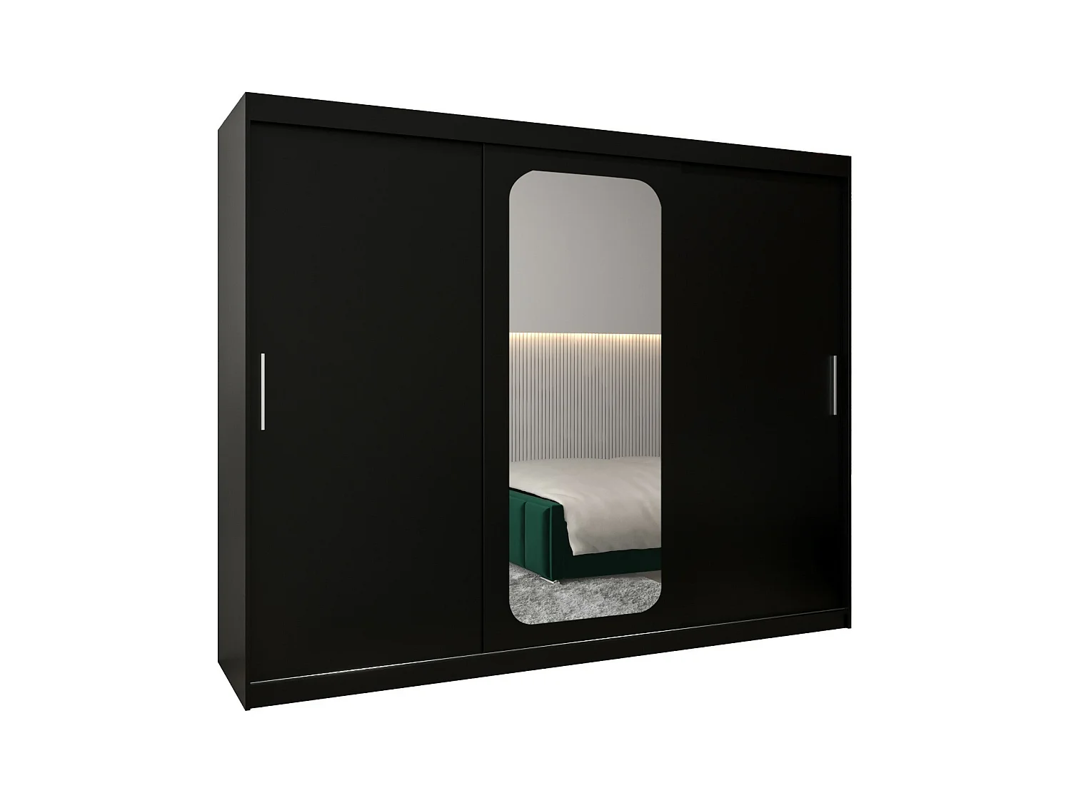 ARMOIRE PROMO T2 À PORTES COULISSANTES 200/250/62 3 Portes (Noir/Noir)
