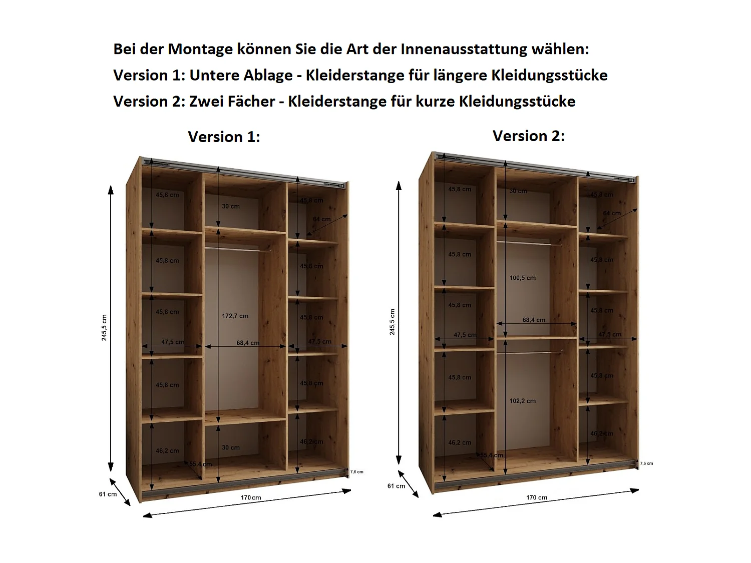 Armoire Lux 2 245,5/170/64 (Noir/Artisan/Noir)