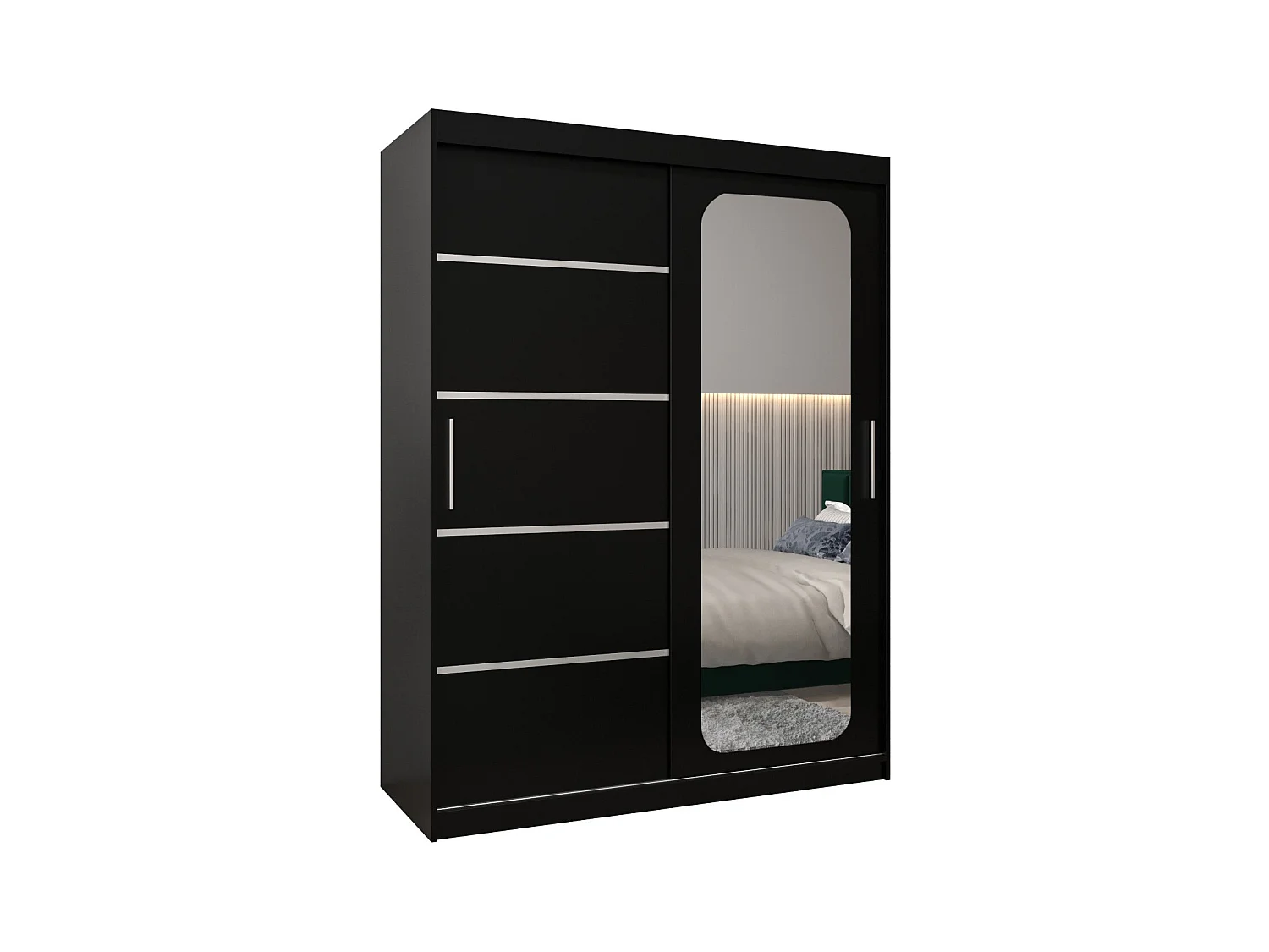 SCHWEBETÜRENSCHRANK PROMO V2 200/150/62 2-türig (Schwarz/Schwarz)