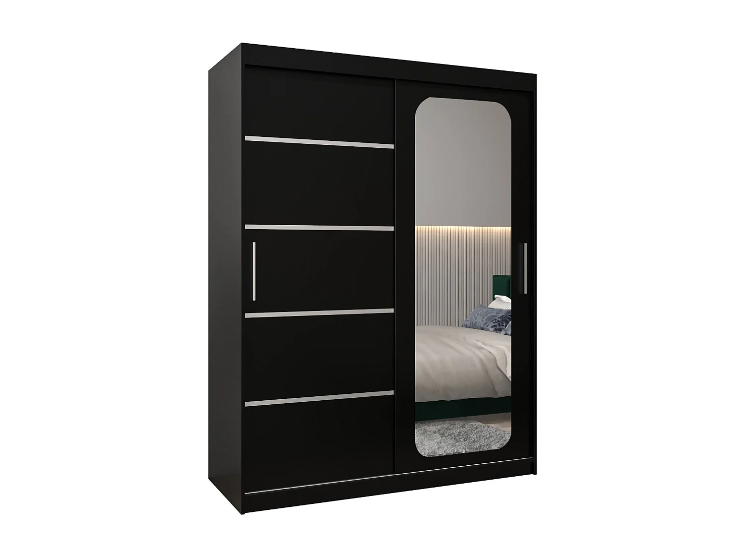 ARMOIRE PROMO V2 À PORTES COULISSANTES 200/150/62 2 Portes (Noir/Noir)