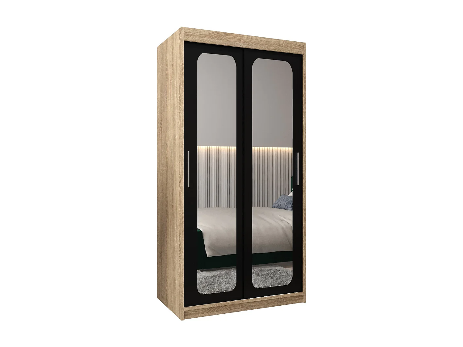 ARMOIRE PROMO T3 À PORTES COULISSANTES 200/100/62 2 Portes (Sonoma/Noir)